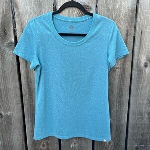 Women's REI T-Shirt Blue Solid M Poly Breath Stretch Run Activewear Light Gym